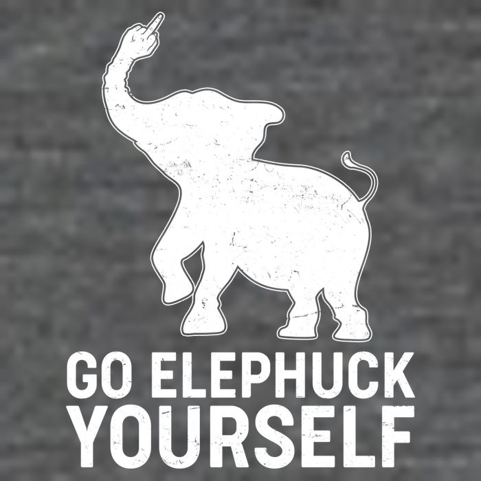 Go Elephuck Yourself Elephant Middle Finger 7 Panel Mesh Trucker Snapback Hat