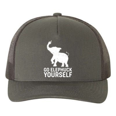 Go Elephuck Yourself Elephant Middle Finger Yupoong Adult 5-Panel Trucker Hat