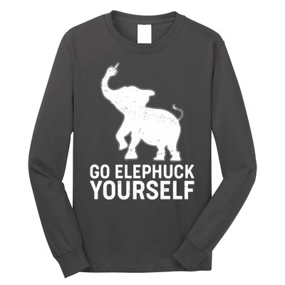 Go Elephuck Yourself Elephant Middle Finger Long Sleeve Shirt