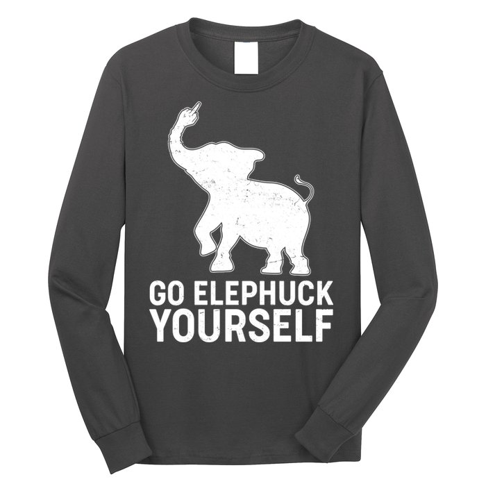 Go Elephuck Yourself Elephant Middle Finger Long Sleeve Shirt