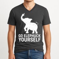 Go Elephuck Yourself Elephant Middle Finger V-Neck T-Shirt