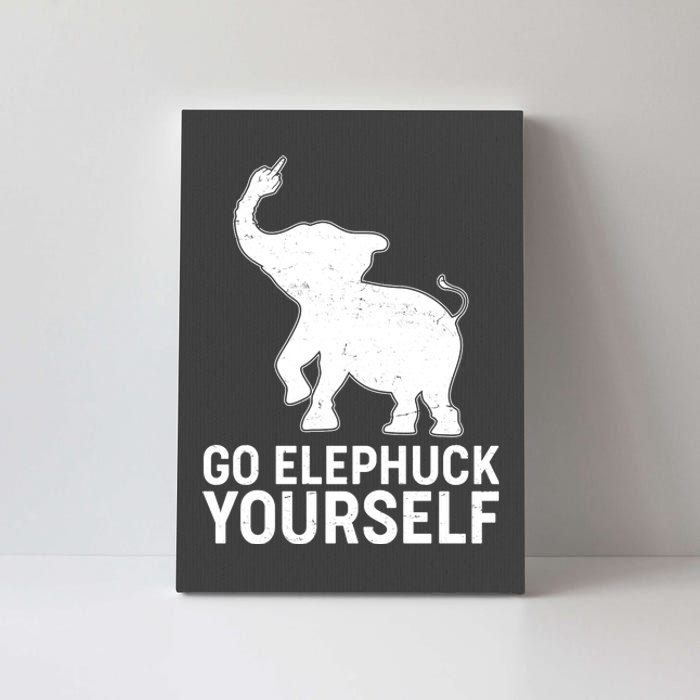 Go Elephuck Yourself Elephant Middle Finger Canvas