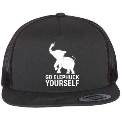 Go Elephuck Yourself Elephant Middle Finger Flat Bill Trucker Hat