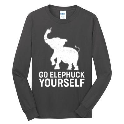 Go Elephuck Yourself Elephant Middle Finger Tall Long Sleeve T-Shirt