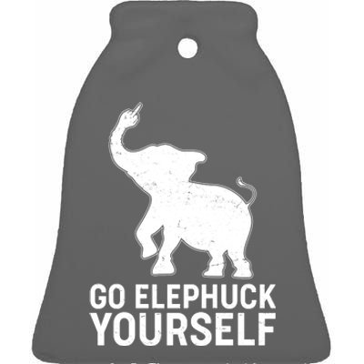 Go Elephuck Yourself Elephant Middle Finger Ceramic Bell Ornament