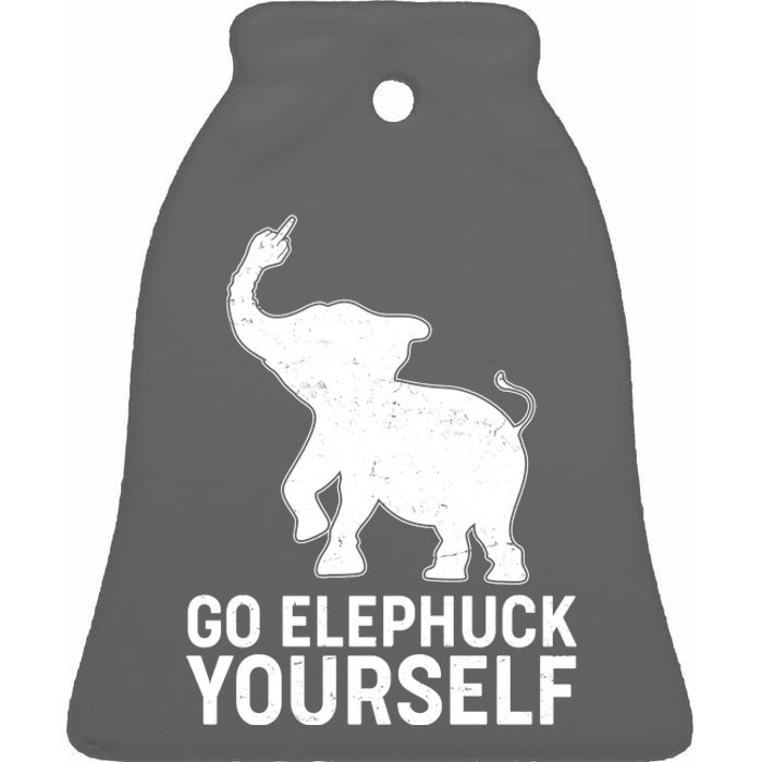 Go Elephuck Yourself Elephant Middle Finger Ceramic Bell Ornament