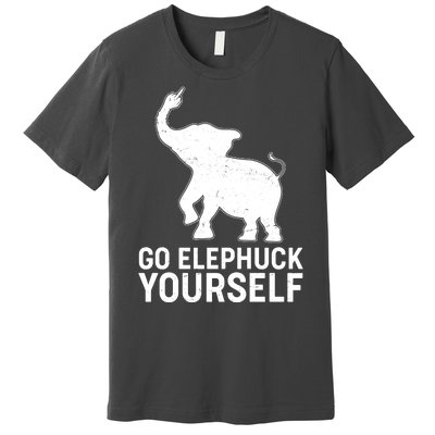 Go Elephuck Yourself Elephant Middle Finger Premium T-Shirt