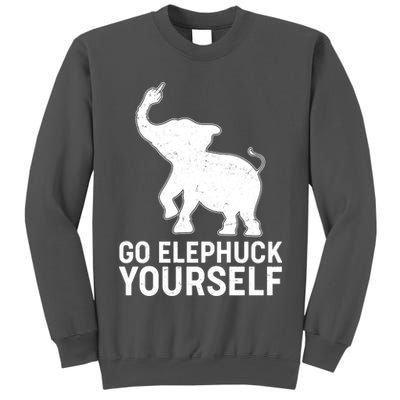 Go Elephuck Yourself Elephant Middle Finger Tall Sweatshirt