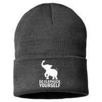 Go Elephuck Yourself Elephant Middle Finger Sustainable Knit Beanie