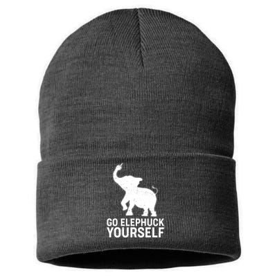 Go Elephuck Yourself Elephant Middle Finger Sustainable Knit Beanie