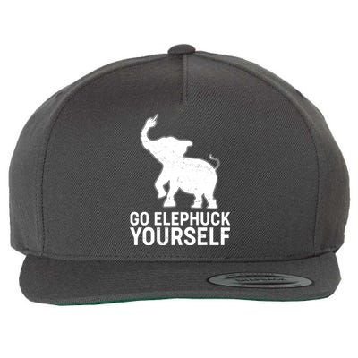 Go Elephuck Yourself Elephant Middle Finger Wool Snapback Cap