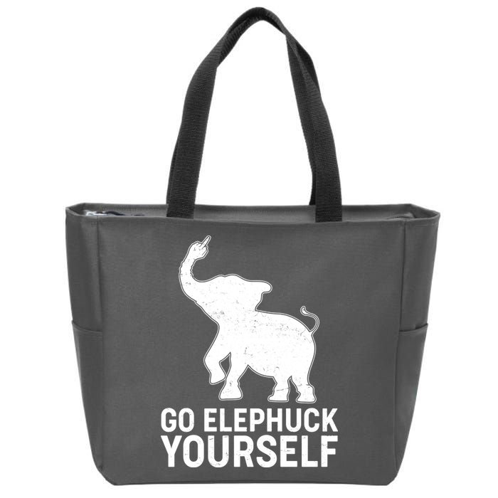 Go Elephuck Yourself Elephant Middle Finger Zip Tote Bag