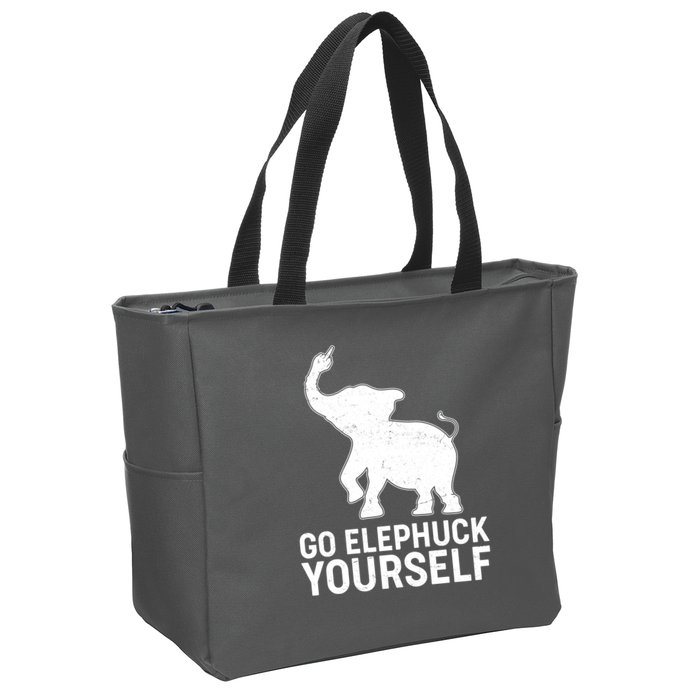 Go Elephuck Yourself Elephant Middle Finger Zip Tote Bag