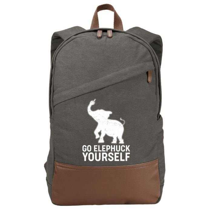 Go Elephuck Yourself Elephant Middle Finger Cotton Canvas Backpack