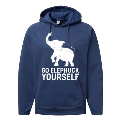 Go Elephuck Yourself Elephant Middle Finger Performance Fleece Hoodie