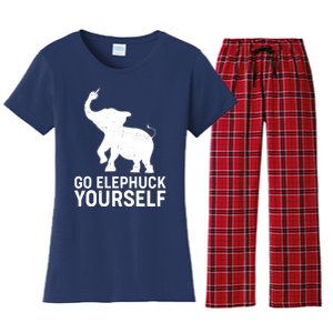 Go Elephuck Yourself Elephant Middle Finger Women's Flannel Pajama Set