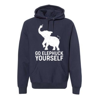 Go Elephuck Yourself Elephant Middle Finger Premium Hoodie