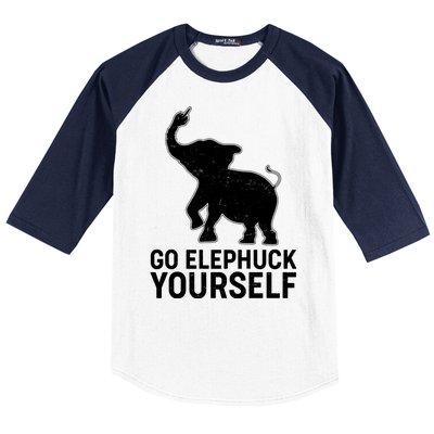 Go Elephuck Yourself Elephant Middle Finger Baseball Sleeve Shirt