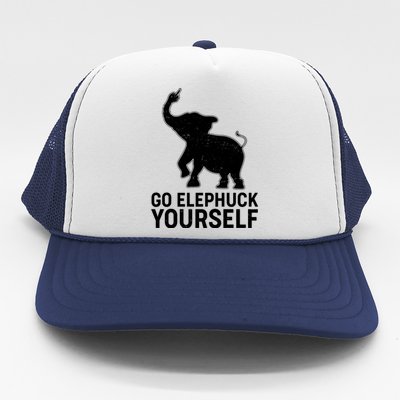 Go Elephuck Yourself Elephant Middle Finger Trucker Hat