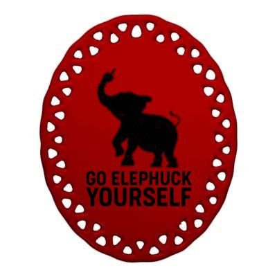 Go Elephuck Yourself Elephant Middle Finger Ceramic Oval Ornament