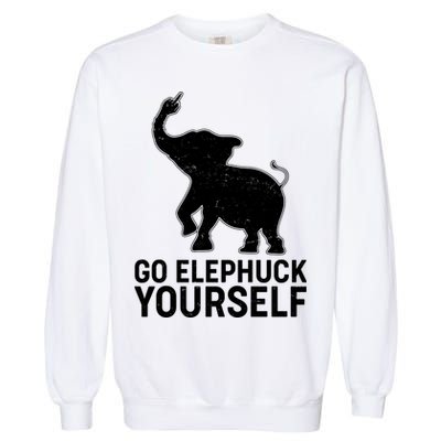 Go Elephuck Yourself Elephant Middle Finger Garment-Dyed Sweatshirt