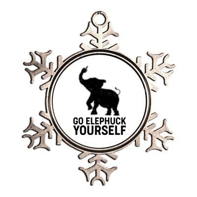 Go Elephuck Yourself Elephant Middle Finger Metallic Star Ornament