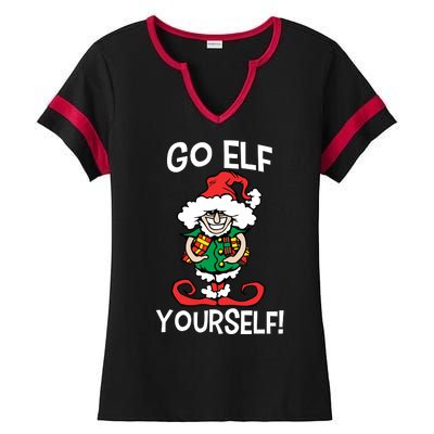 Go Elf Yourself Funny Christmas Ladies Halftime Notch Neck Tee