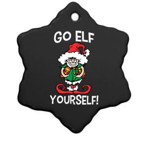 Go Elf Yourself Funny Christmas Ceramic Star Ornament