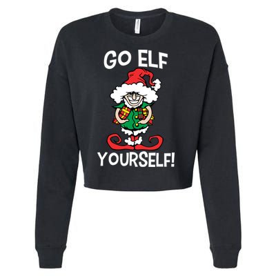 Go Elf Yourself Funny Christmas Cropped Pullover Crew