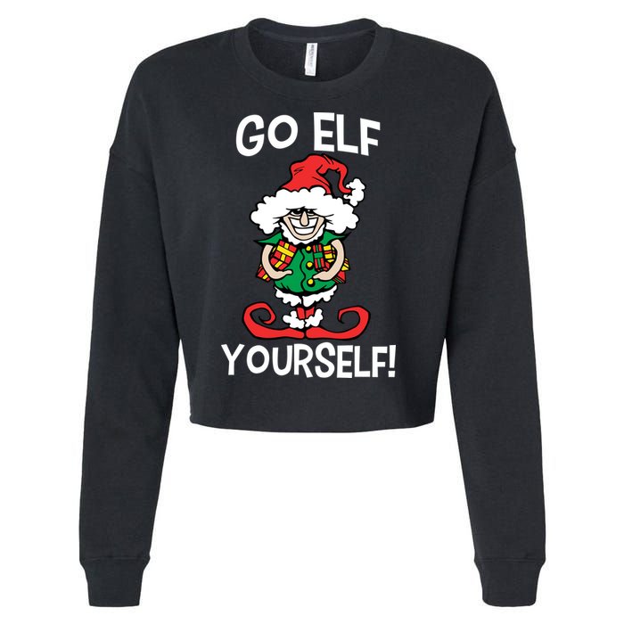 Go Elf Yourself Funny Christmas Cropped Pullover Crew