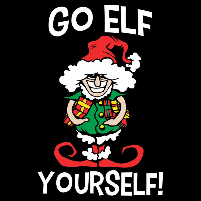 Go Elf Yourself Funny Christmas Cropped Pullover Crew