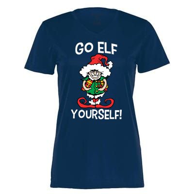 Go Elf Yourself Funny Christmas Women's Momentum V-Neck T-Shirt