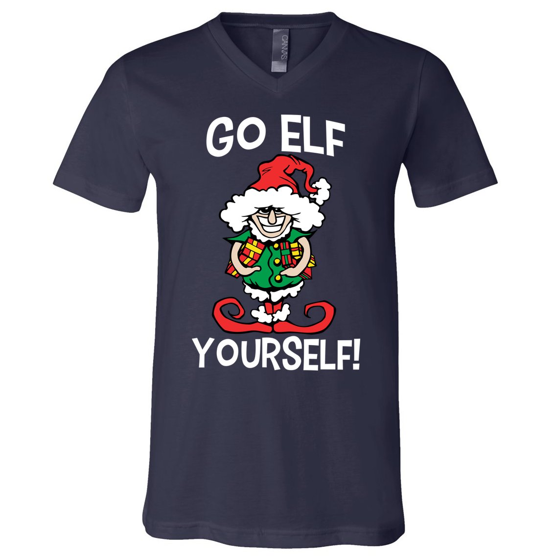 Go Elf Yourself Funny Christmas V-Neck T-Shirt