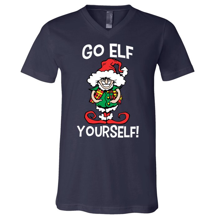 Go Elf Yourself Funny Christmas V-Neck T-Shirt