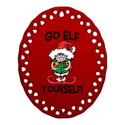 Go Elf Yourself Funny Christmas Ceramic Oval Ornament