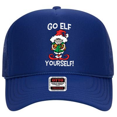 Go Elf Yourself Funny Christmas High Crown Mesh Back Trucker Hat