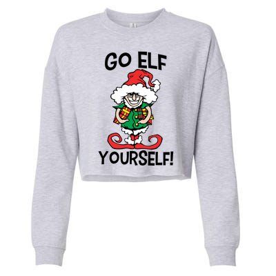 Go Elf Yourself Funny Christmas Cropped Pullover Crew