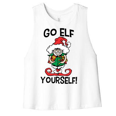 Go Elf Yourself Funny Christmas Women's Racerback Cropped Tank