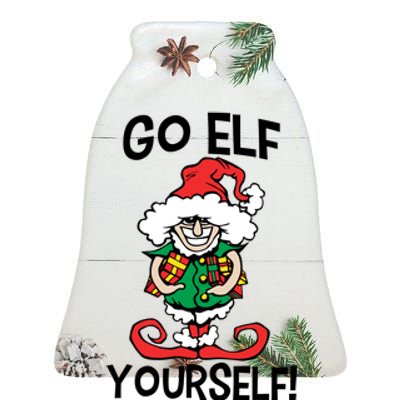 Go Elf Yourself Funny Christmas Ceramic Bell Ornament