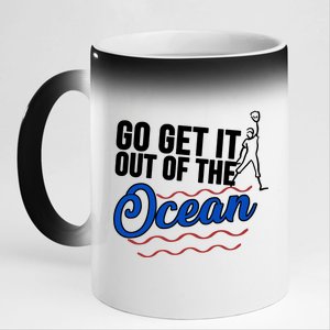 Go Get It Out Of The Ocean Baseball 11oz Black Color Changing Mug