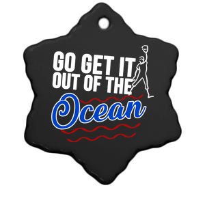 Go Get It Out Of The Ocean Baseball Ceramic Star Ornament