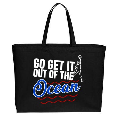 Go Get It Out Of The Ocean Baseball Cotton Canvas Jumbo Tote