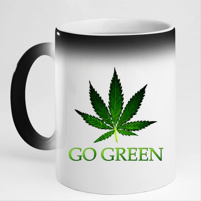 Go Green Medical Marijuana Weed 11oz Black Color Changing Mug