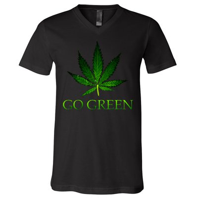 Go Green Medical Marijuana Weed V-Neck T-Shirt