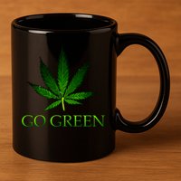 Go Green Medical Marijuana Weed 11oz C Handle Ceramic Mug