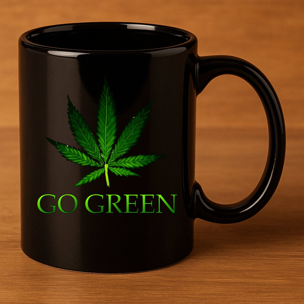 Go Green Medical Marijuana Weed 11oz C Handle Ceramic Mug