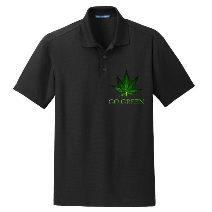 Go Green Medical Marijuana Weed Dry Zone Grid Polo