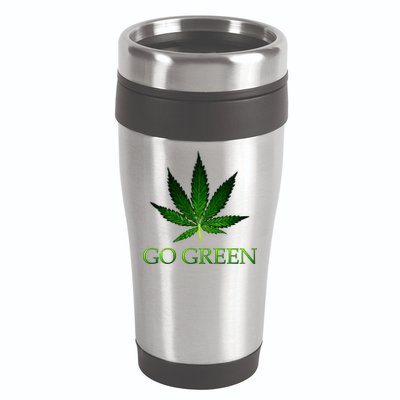 Go Green Medical Marijuana Weed 16oz Travel Tumbler