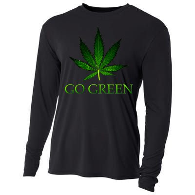 Go Green Medical Marijuana Weed Cooling Performance Long Sleeve Crew