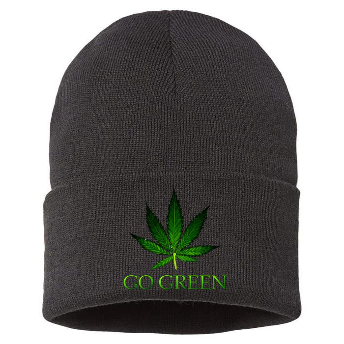 Go Green Medical Marijuana Weed Sustainable Knit Beanie